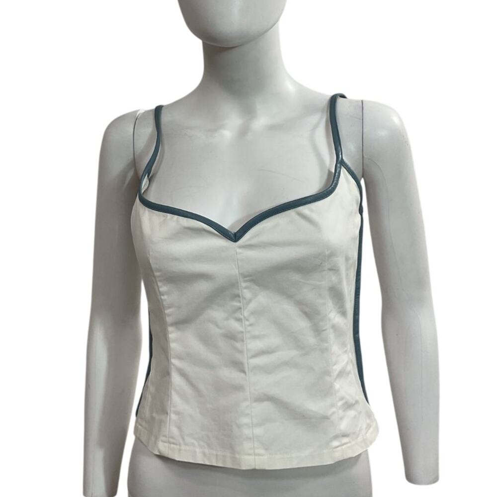 Paris Georgia Contrast White With Blue Heart Camisole Size S